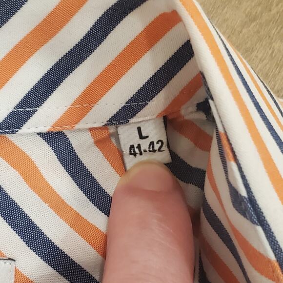 FREDRICK MARTIN Shirt Mens Large Button Up Plaid Long Sleeve Orange Blue Auburn? - Picture 5 of 10